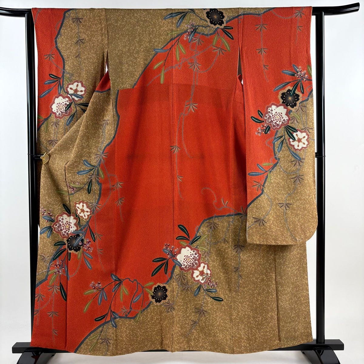 美品】【振袖フルセット】枝垂れ桜 流水 金糸 金彩 赤 今田美桜 振袖