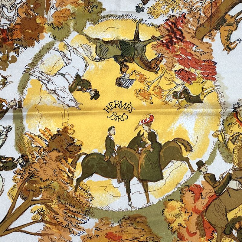 【極美品】　エルメス　カレ　90 スカーフ　馬　動物　アニマル　ツイリー エルメス HERMES/スカーフ カレ90 トルコの馬 Cheval Turc