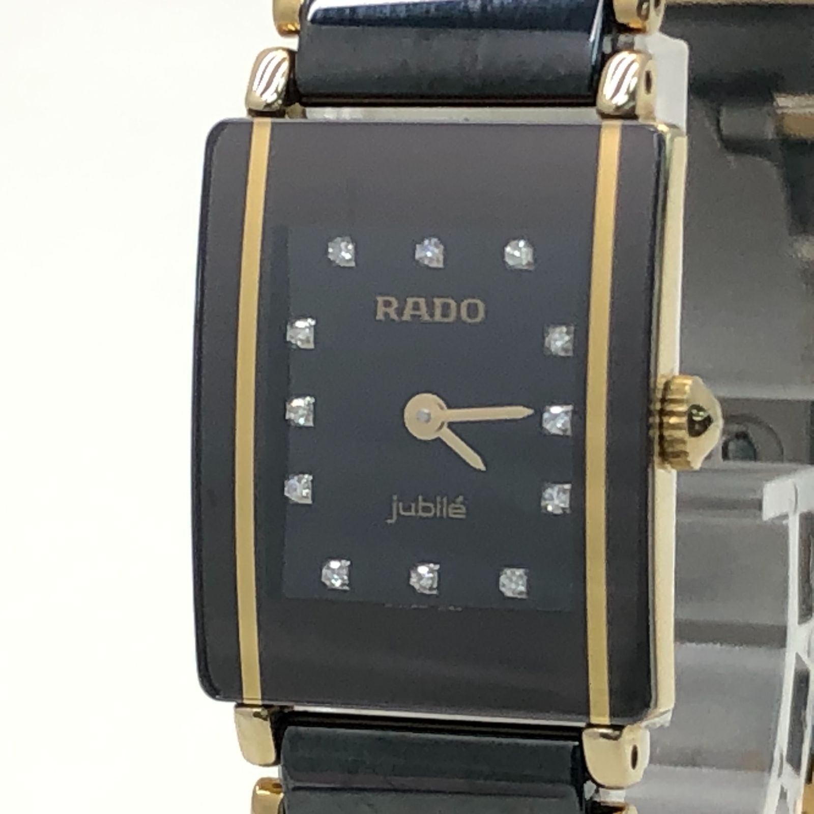 RADO ラドー ジュビリー 153.0383.3 レディース 腕時計 12P ダイヤ 黒文字盤 稼働品 UW080728