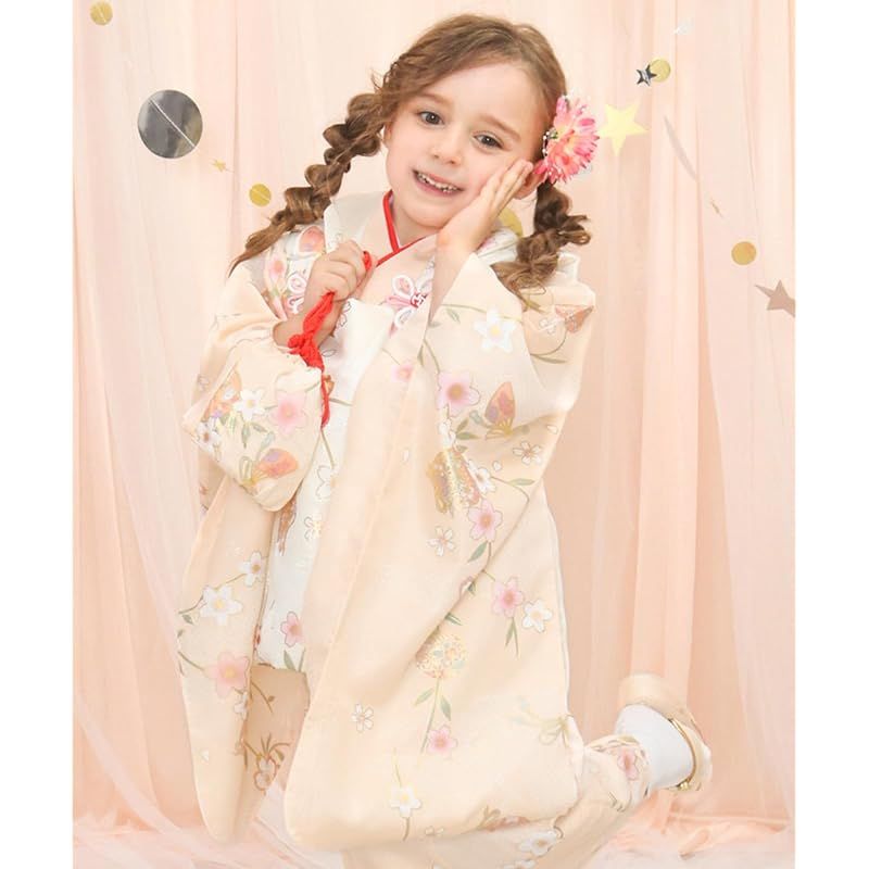 【❤️即購入OK‼︎❤️】KYOUETSU3歳七五三着物フルセット淡橙の秋桜くすみA ❤️即購入OK‼︎❤️】KYOUETSU3歳七五三着物フルセット淡橙の