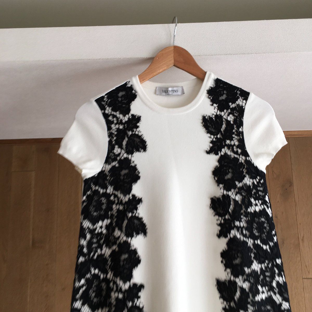 美品 VALENTINO ヴァレンティノ 総刺繍 ワンピース ドレス 白 38