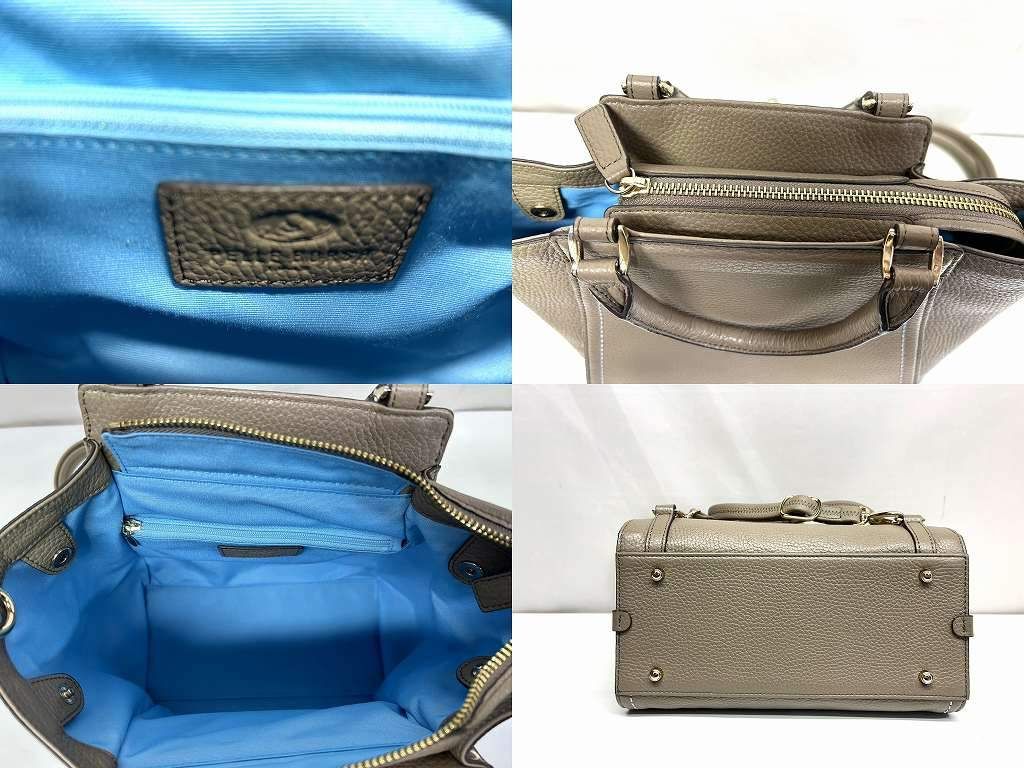 s24t-0407a【中古】PELLE BORSA ハンドバッグ ショルダー リュック 3way ベージュ ペレボルサ レディース