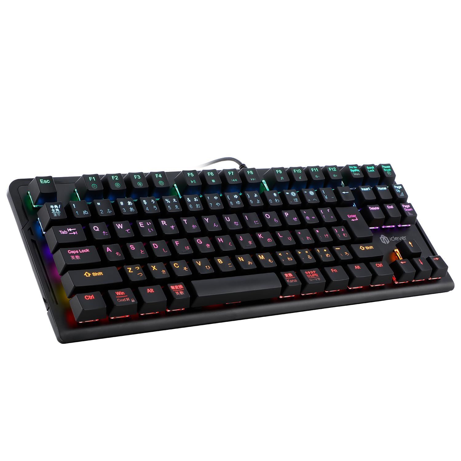 【人気商品】G01 7/8/10対応 / XP/Vista Windows LEDバックライト メカニカルスイッチ 91キー 有線 日本語配列 テンキーレス 赤軸 ゲーミングキーボード iClever
