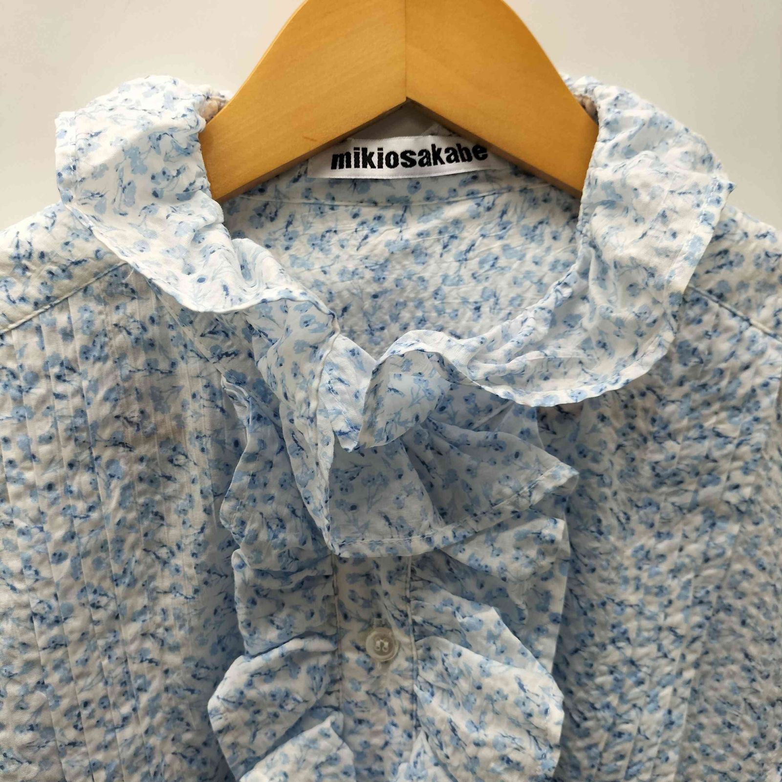 極美品】MIKIO SAKABEミキオサカベフリルカラーシャツストライプ