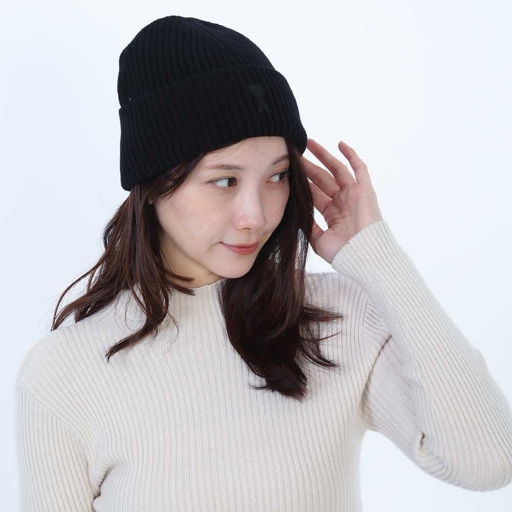 新品 AMI PARIS アミパリス UBO006.018 0180 BLACK ニット帽