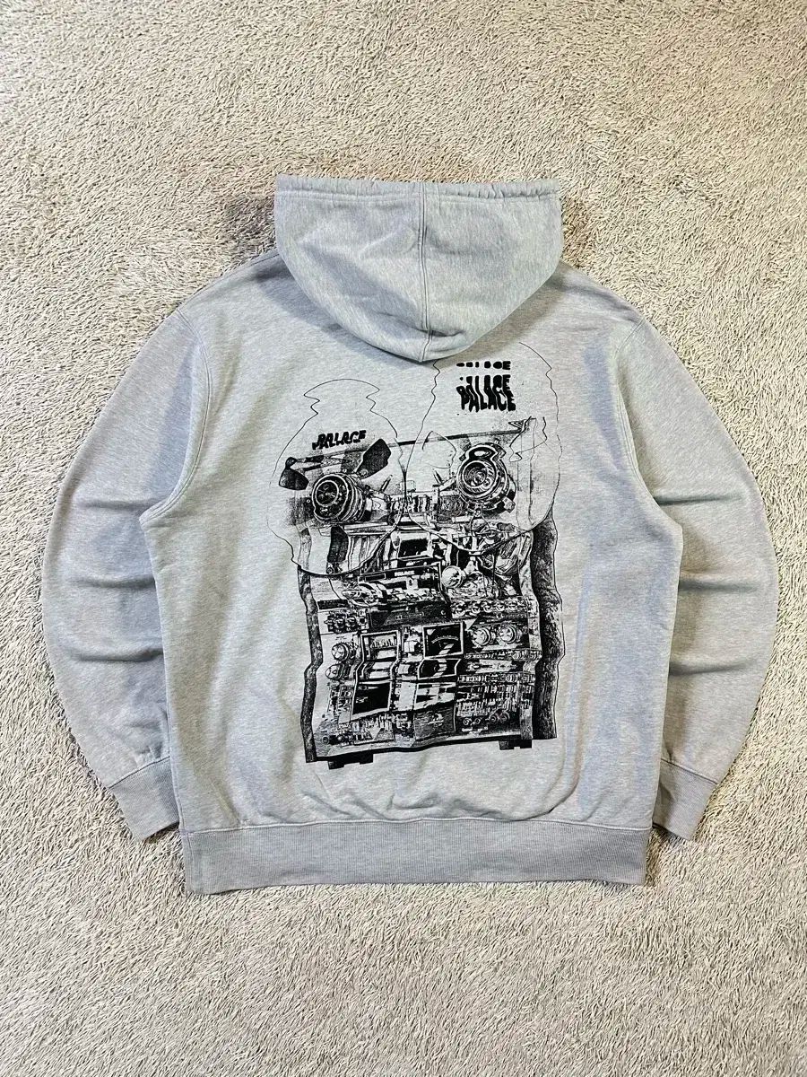 L まれ) PALACE(パレス) PALACE 試してみる ぐらつく フード付きTシャツ グレー