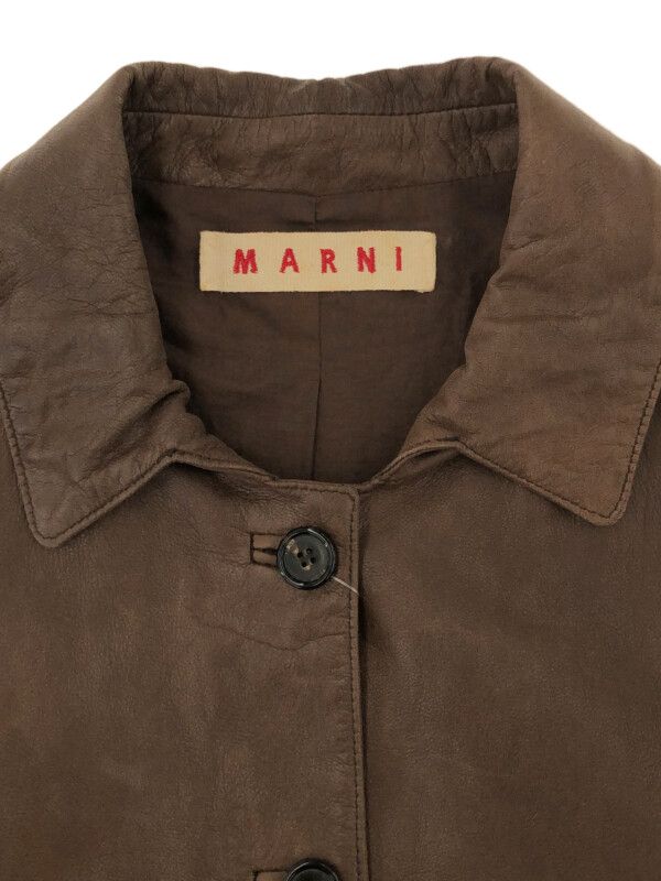 MARNI - MARNI マルニ 12AW ゴートレザーショートレザージャケット ブラウン 38 MARNI マルニ 12AW ゴートレザーショートレザージャケット