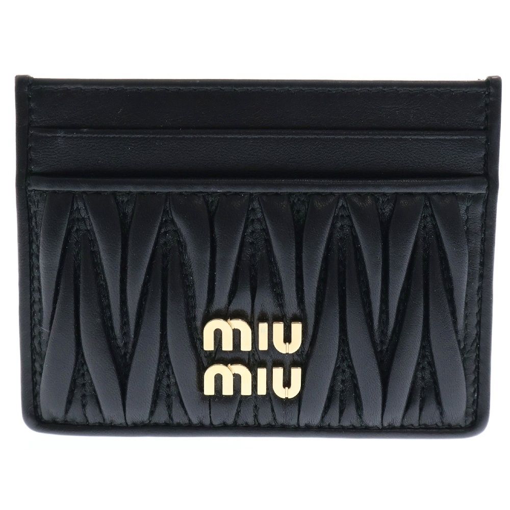 miumiu ミュウミュウ マテラッセ ロゴ レザー カードケース ブラック レディース 5MC076