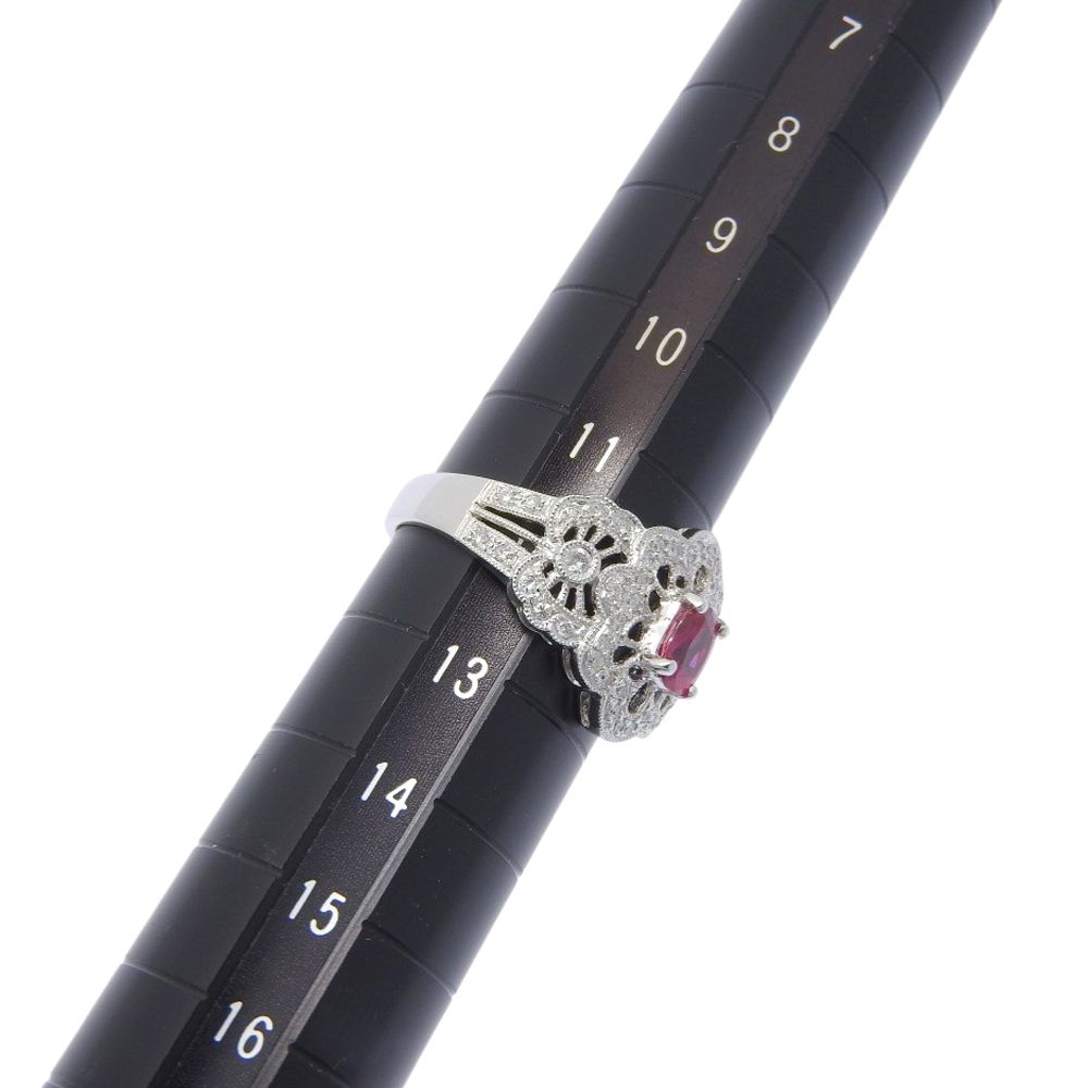 本物保証】 鑑付 新品同様 リング 約6.4g Pt900 ルビー 0.63ct メレ  