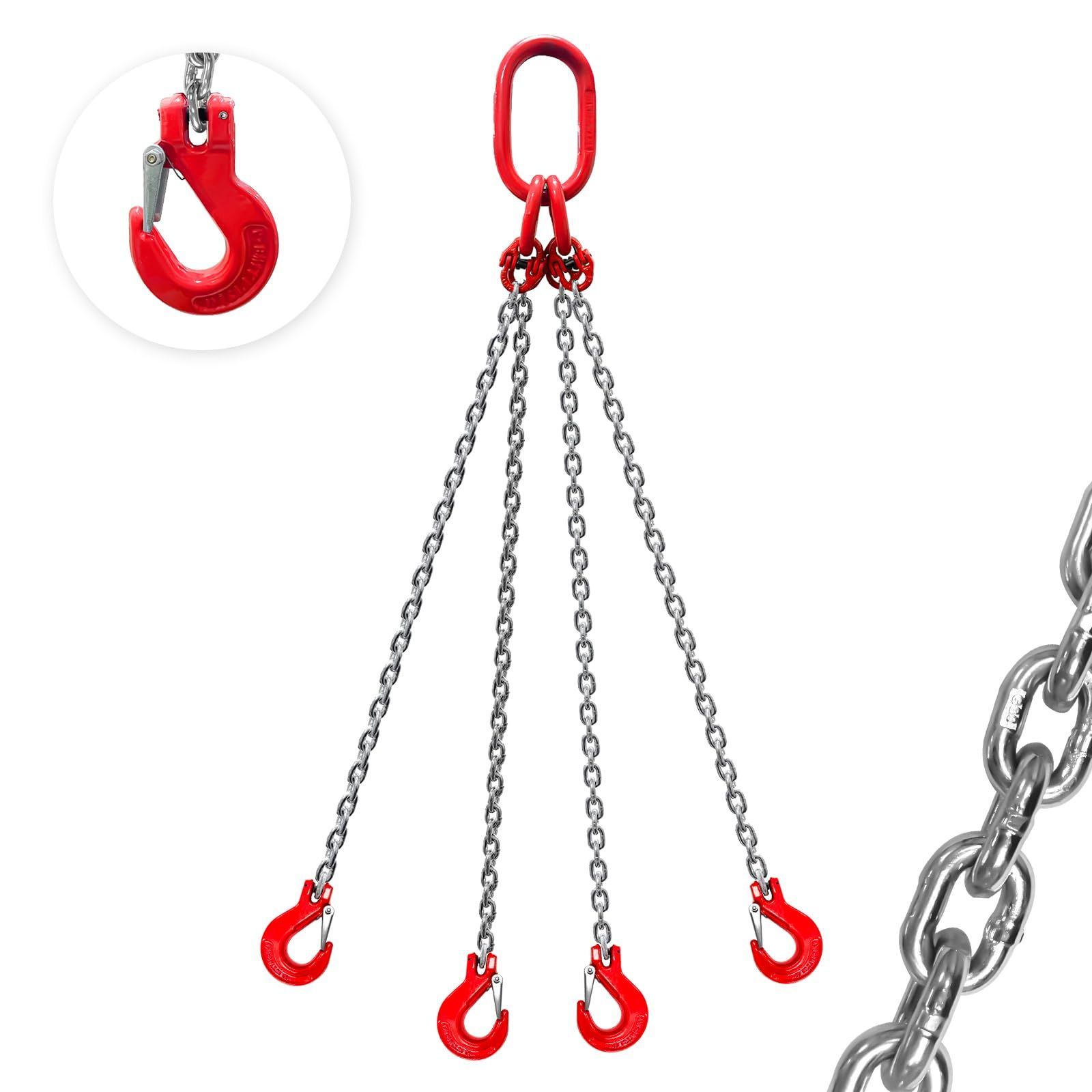 Size:6mm_Color:4本吊り Dragnwin スリングチェーン 1.5m 6mm チェーン