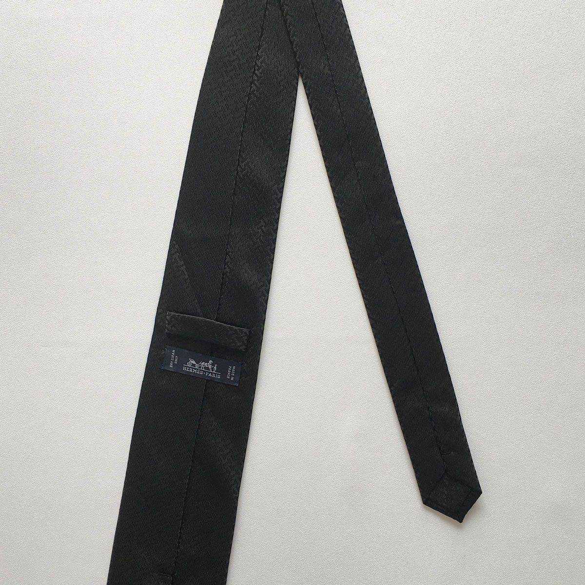 美品 エルメス HERMES ネクタイ シルク100% フランス製 ブラック