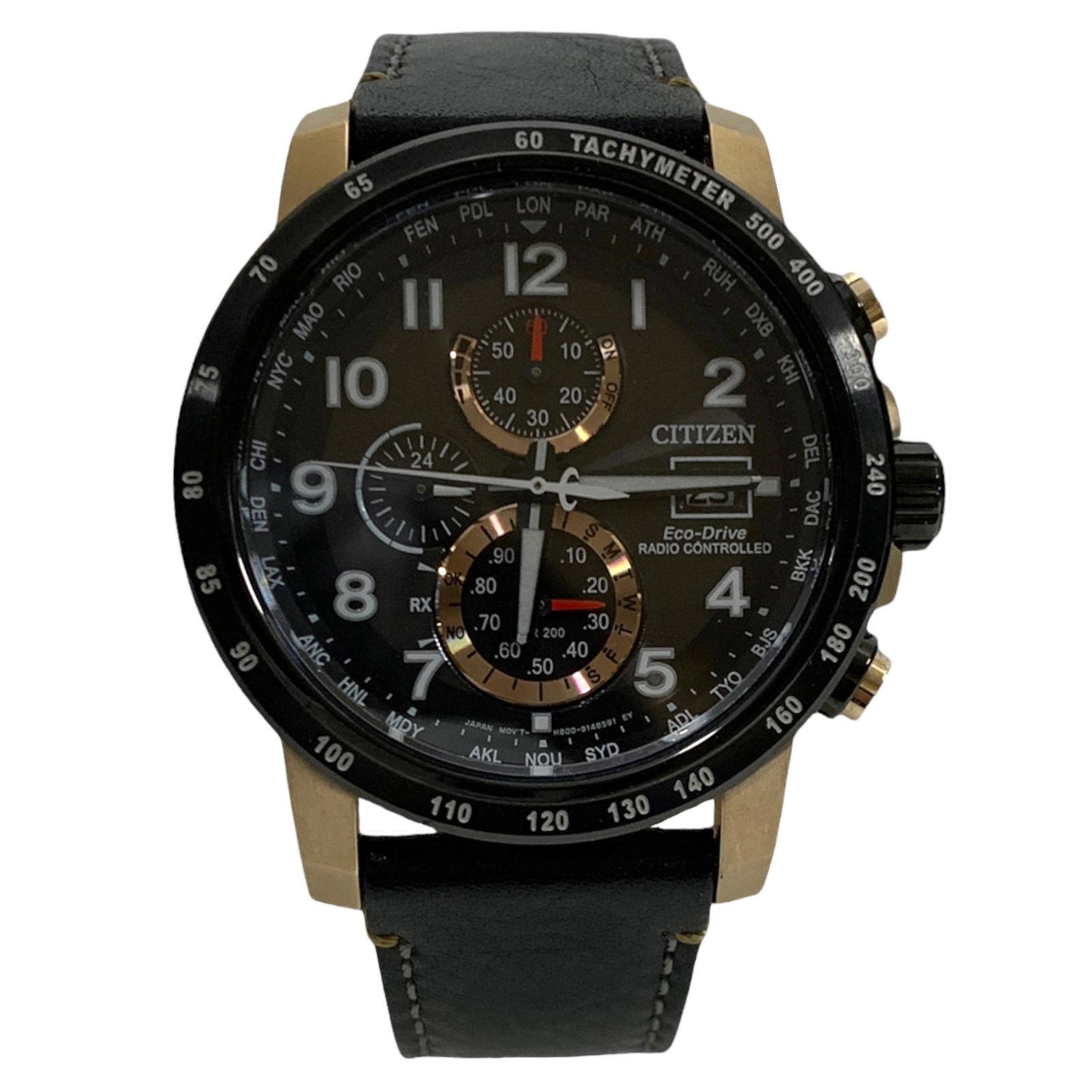 CITIZEN (シチズン) アナログ腕時計 クロノグラフ レザーストラップ 