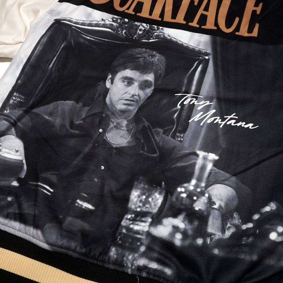 REASON CLOTHING × SCARFACE VARSITY JACKET【BLACK×WHITE