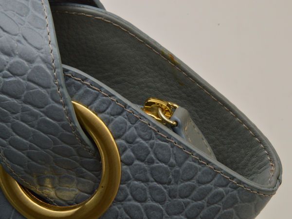 バッグ ロンエキャレ ROND et CARRE ハンドバッグ レザー ライトグレー 