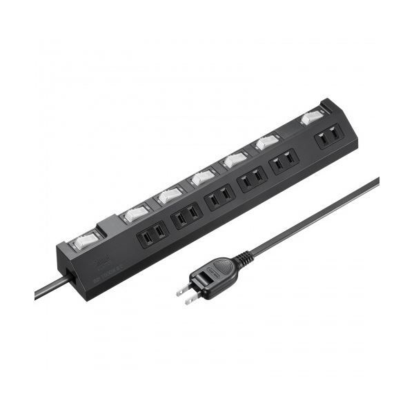 サンワサプライ個別スイッチ付き節電タップ 2P 6個口 ブラック 2m TAP-S30-2BK 1個