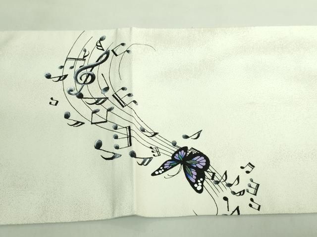 平和屋着物□極上 太鼓柄袋帯 作家物 手描き 螺鈿箔 ピアノ 舞蝶 逸品