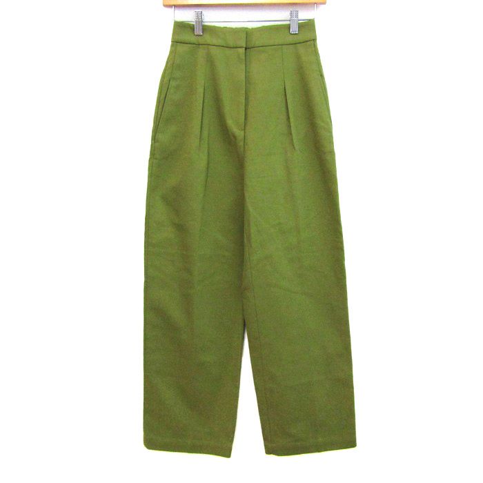 プラステ ワイドパンツ ボトムス タックパンツ レディース Sサイズ グリーン PLST