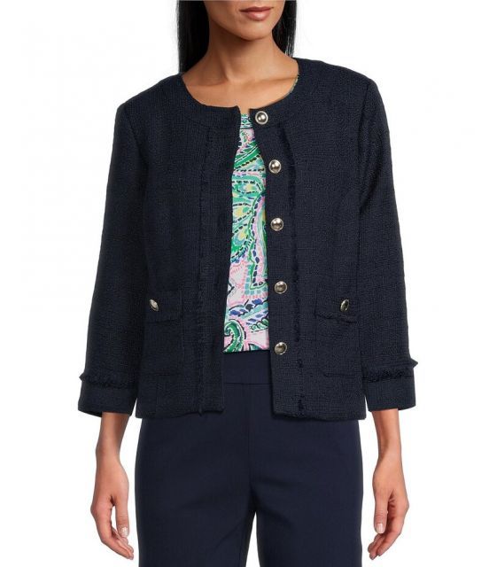【送料無料】 アリソン デイリー レディース コート アウター Long Sleeve Full Front Button Lined Jacket True Navy