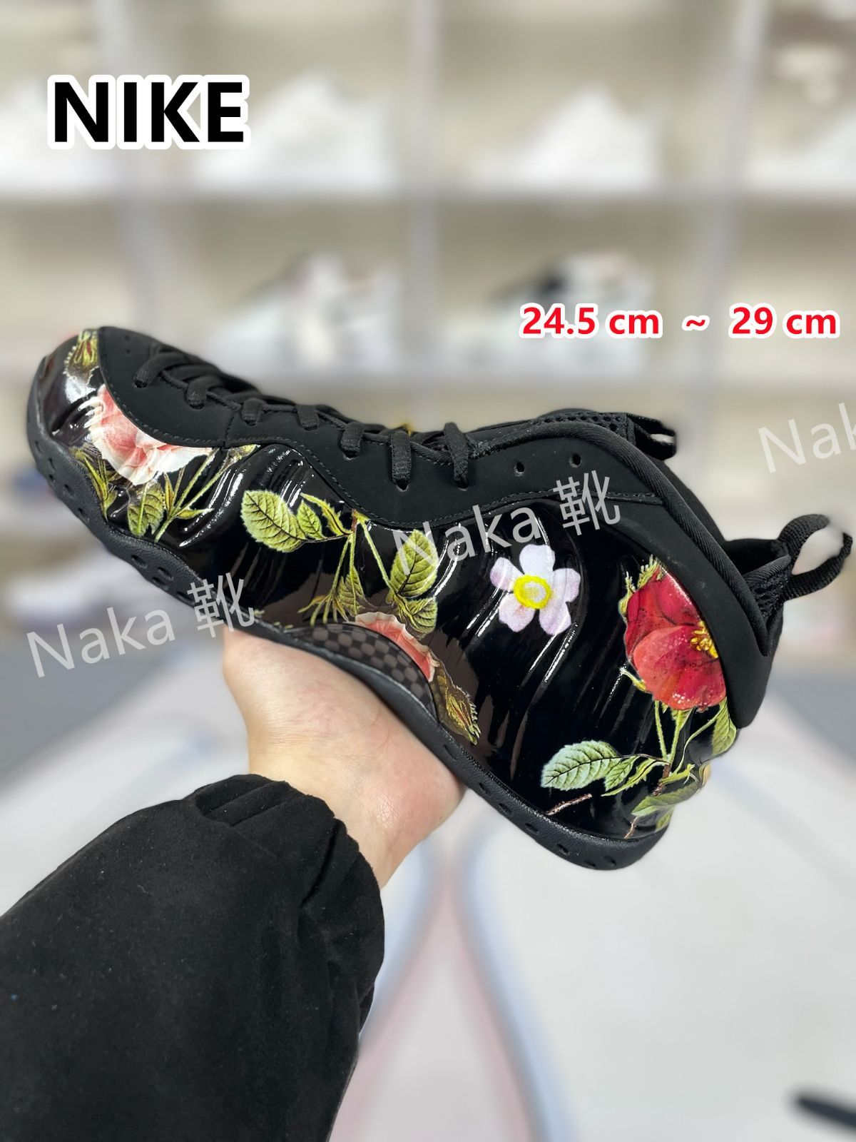 新品 未使用 NIKE ナイキ AIR FOAMPOSITE ONE 'FLORAL' BLACK/BLACK-WHITE エア フォームポジット ワン "フローラル" メンズ レディース スニーカー ブラック/ホワイト 314996-012 男女兼用