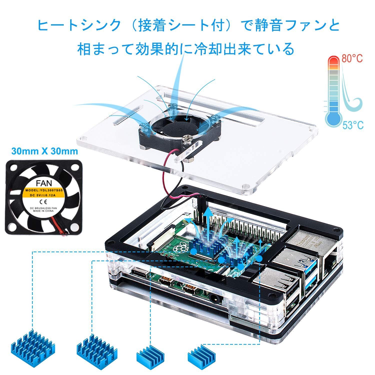 特価商品】最新Raspberry Pi 4 ケース ラスベリー パイ 4 ケース+ 冷却