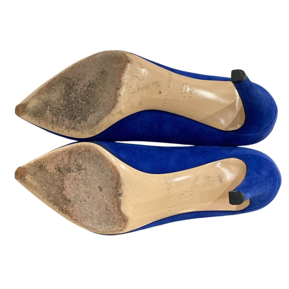 【美品】ジョルジオ アルマーニ スエードレザー ポインテッドトゥ パンプス GIORGIO ARMANI - #美品ジョルジオアルマーニレッドスエード
