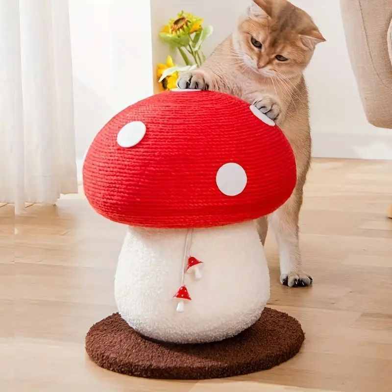 キノコ型キャットスクラッチャー 猫 爪とぎ おもちゃ キャット 麻 ストレス解消 運動不足改善 ペット用品 ペットグッズ 四季適用 安定 頑丈