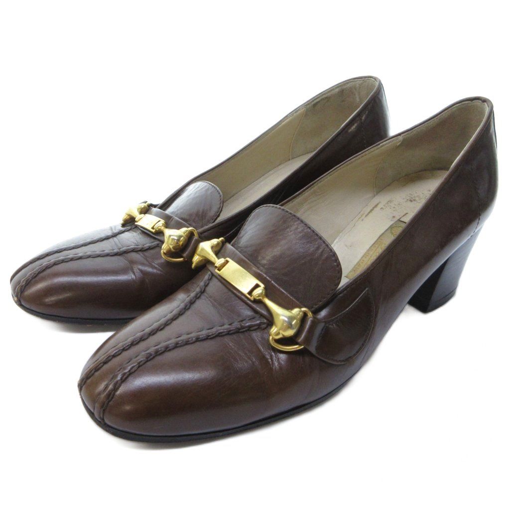 グッチ GUCCI ホースビット ローファー モカシン スリッポン ヒール 茶