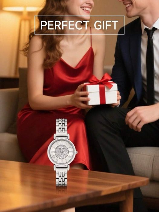 腕時計 レディース クォーツ シルバートーン ステンレス スチール クォーツ ブレスレット ウォッチ レディース、クリスタル ダイヤル、カジュアル リンク調整可能ブレスレット、贅沢な贈り物 ウォッチ /3873SV