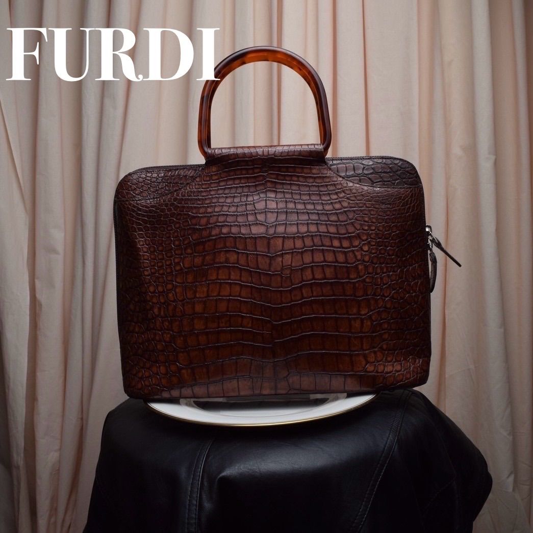 Furdi Crocodile-embossed leather handbag