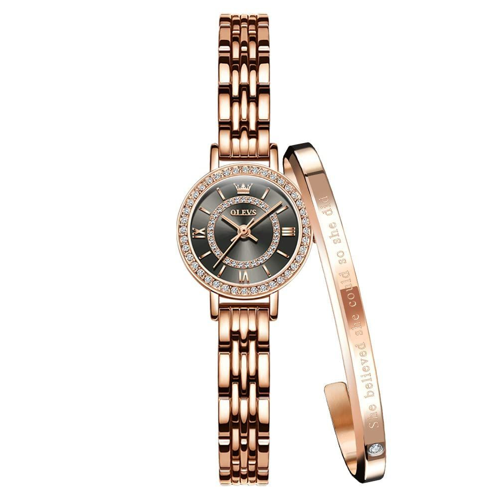 OLEVS 腕時計 レデイース セット-見やすい腕時計 ブレスレット付け  