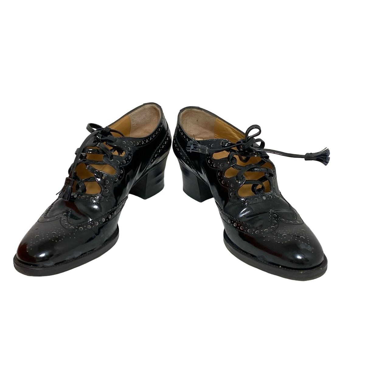 HERMES エルメス 靴 ウィングチップ　パンプス(黒) ➕シャネル靴保管袋 HERMES エルメス 靴 ウィングチップ パンプス(黒) ➕シャネル靴