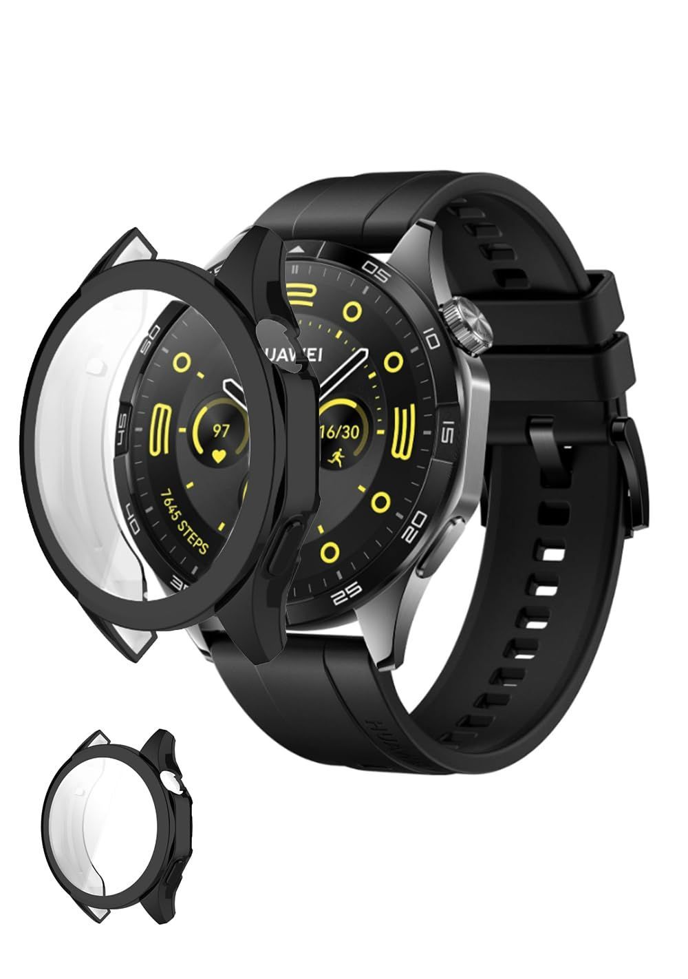 【在庫セール】アクセサリー 保護カバー 高透過率 46mm対応 GT4 GT4 耐衝撃 WATCH WATCH WATCH 薄型 プロテクターカバー 46mm専用 4 軽量 GT HUAWEI HUAWEI 脱着簡単 全面保護 ソフトカバー TPU製 (ブラッ