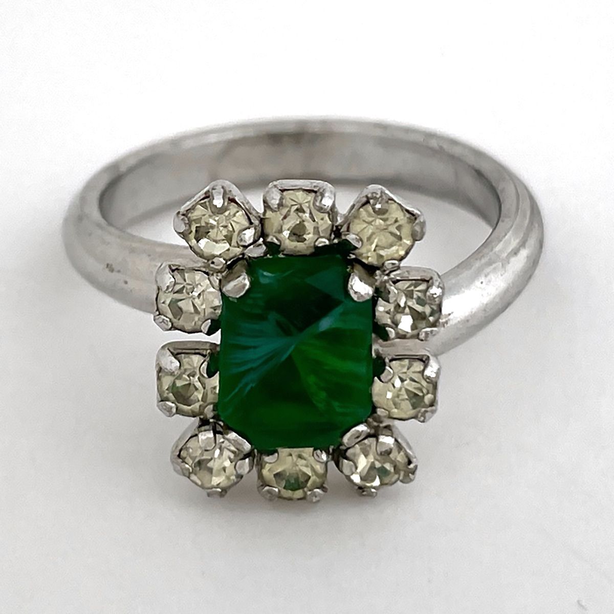 美品 Christian Dior ディオール グリーン ストーン リング 指輪 クリスチャンディオール Christian Dior ラインストーン リング カラー