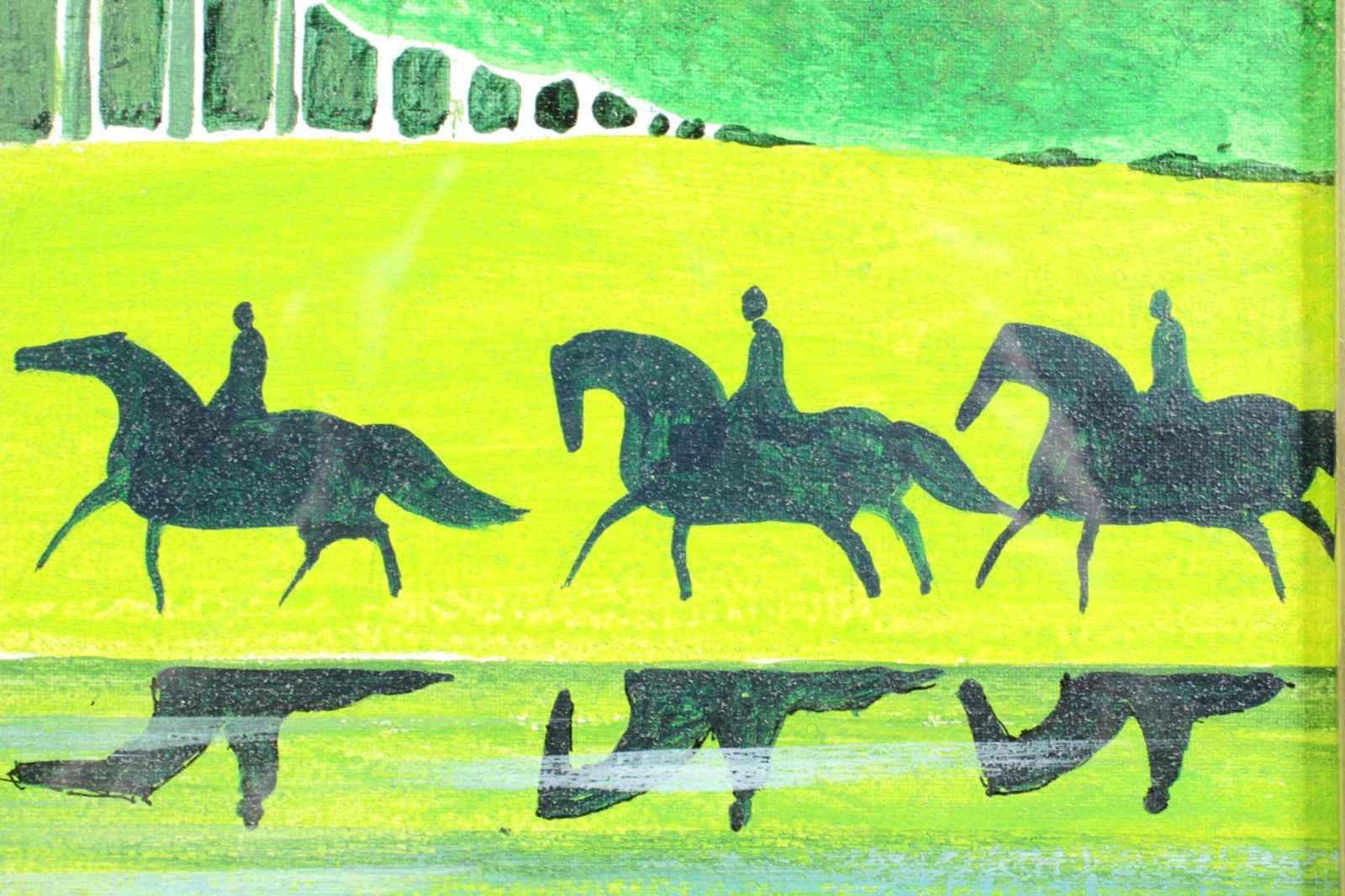 セルジュ・ラシス Serge Lassus 「風景画」 肉筆油彩画 馬 乗馬