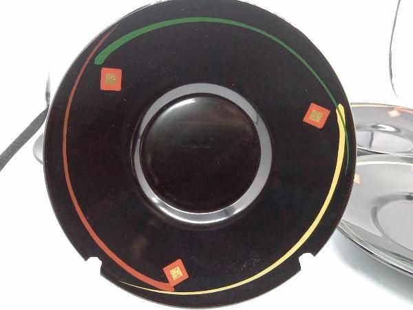 【秀衡塗】漆器 茶托　5個セット ※未使用　12cm 丸三漆器 秀衡塗 茶托5枚セット ヒシ ブラック 直径約12cm 箱