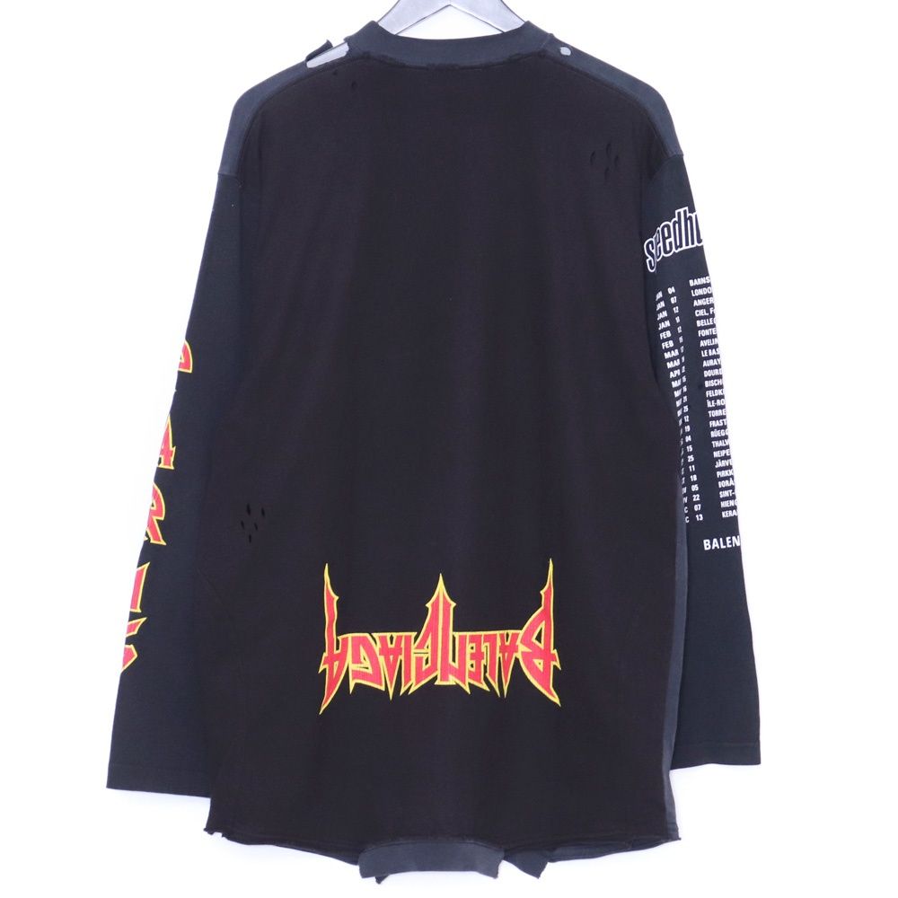 BALENCIAGA スピードハンターアップサイドダウンプリント L|S Tシャツ Lサイズ ブラック 698155 TMVC9