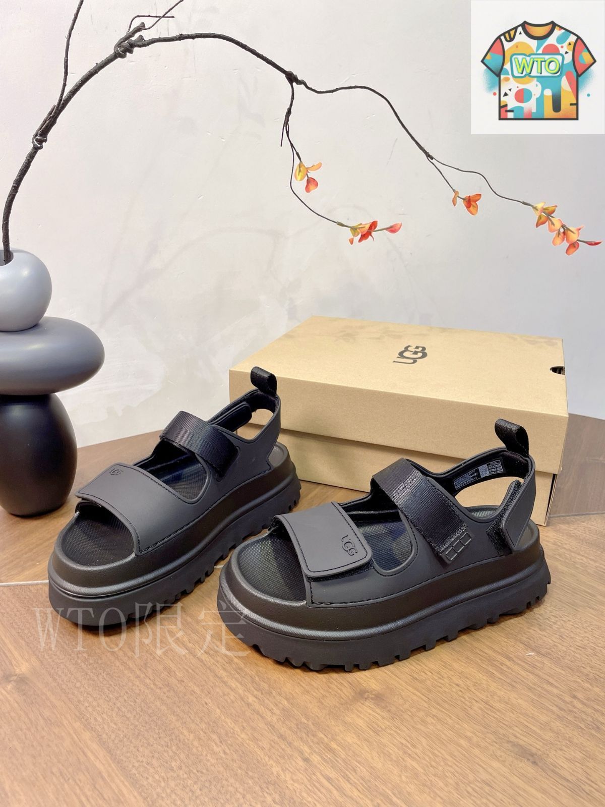 UGG マジックテープ 厚底サンダル07-HE31 - メルカリ
