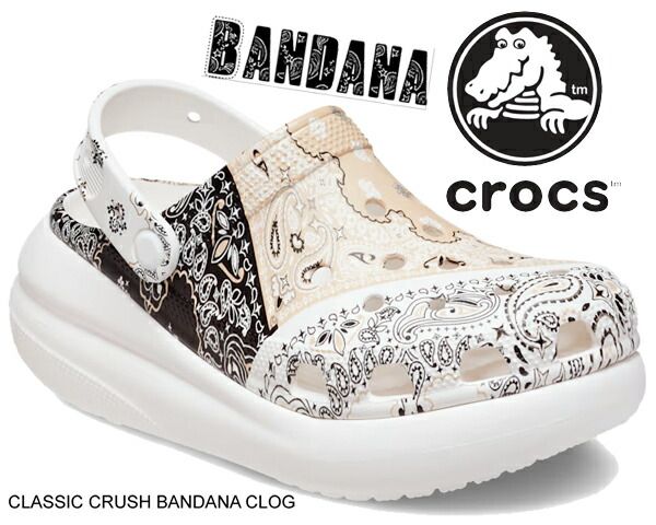 クロックス クラシック クラッシュ サンダル crocs CLASSIC CRUSH SANDAL WHITE 207670-100 厚底 プラットフォーム サンダル ミュール ホワイト