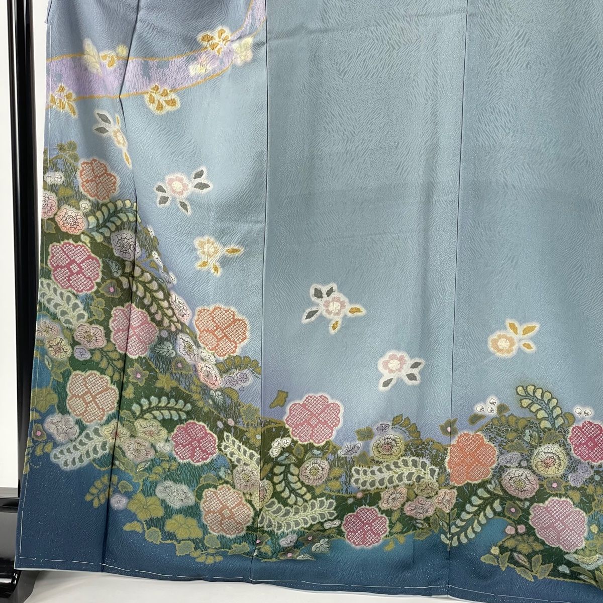 訪問着 身丈169.5cm 裄丈67cm M 袷 吉乃一廉 落款 辻が花 銀通し 青  