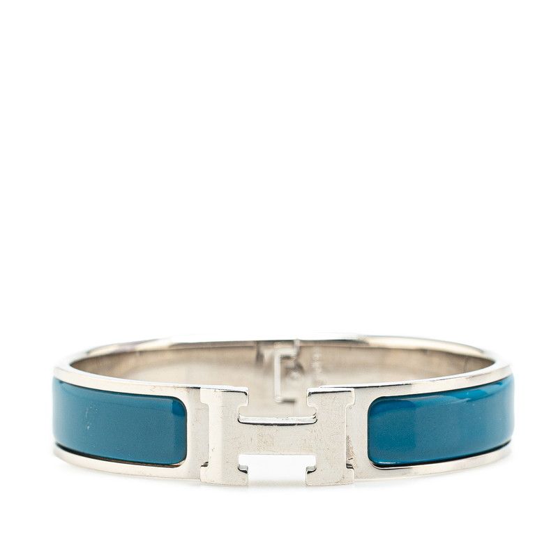 エルメス クリックH GM バングル ブレスレット シルバー ブルー メタル レディース HERMES 222-91025