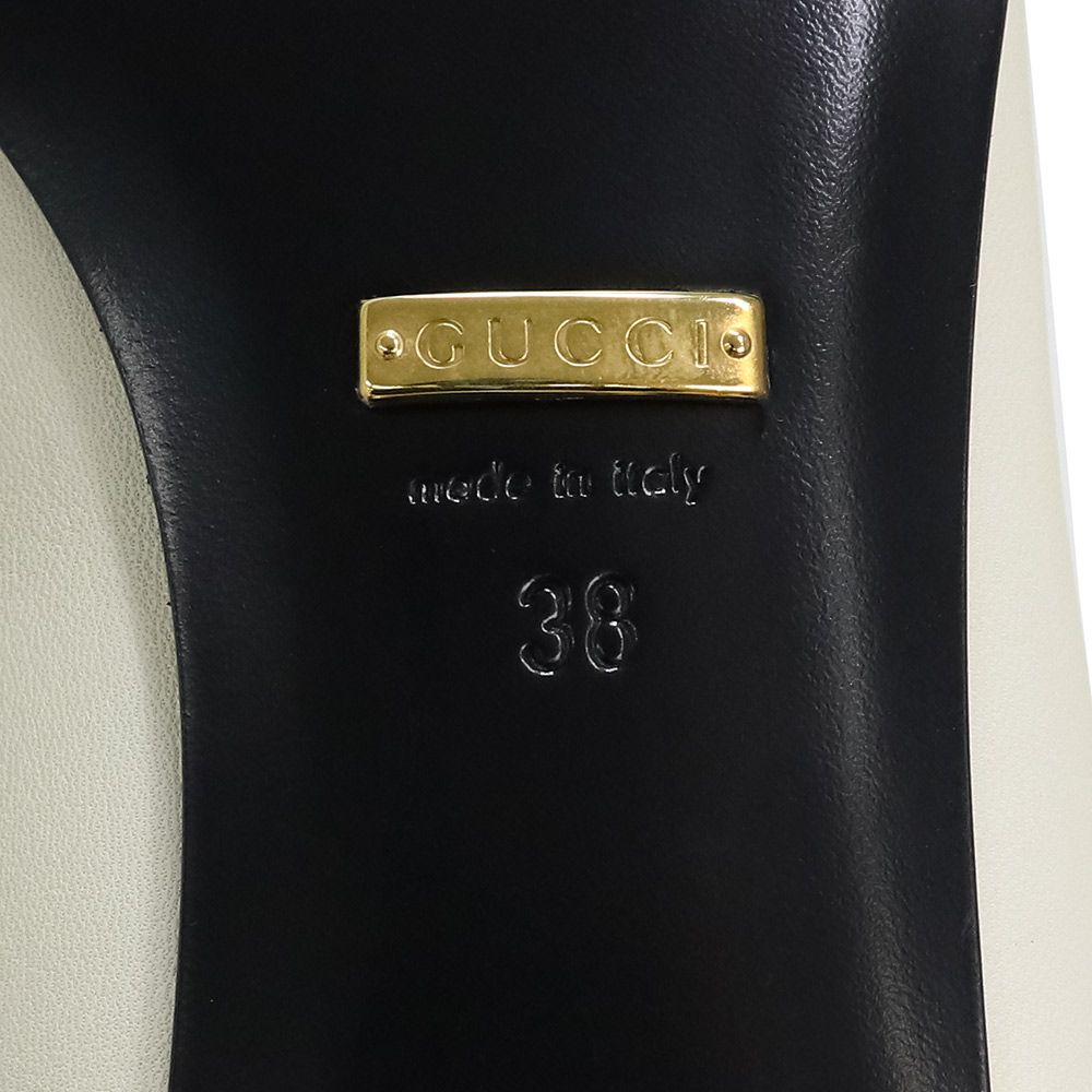 ✿ グッチ ホースビット 靴 38 25cm パンプス レザー ホワイト 白 ゴールド金具 645600 GUCCI