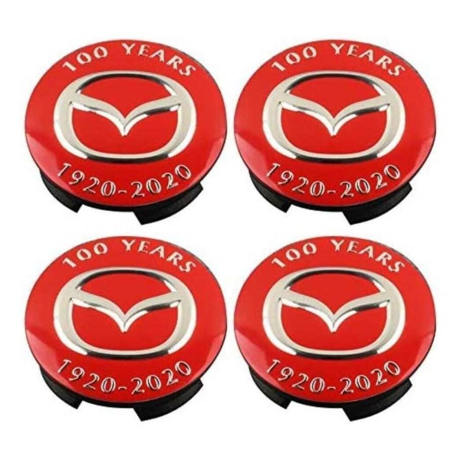 02マツダホイールセンターキャップ ハブキャップ ホイールカバー センターキャップ バッジ ステッカー 56mm (100周年)