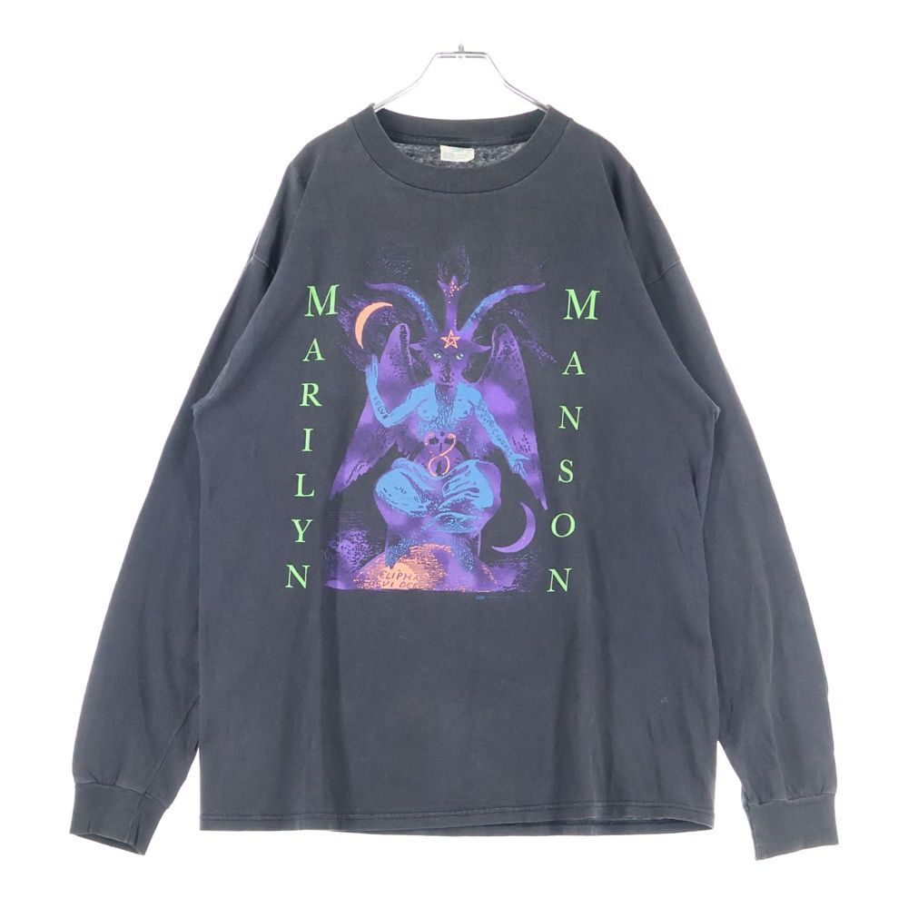 VINTAGE ヴィンテージ 90s MARILYN MANSON 1996 NO FORGIVENESS WHEN I M GOD EVERYONE DIES マリリンマンソン プリント長袖Tシャツ カットソー ブラック