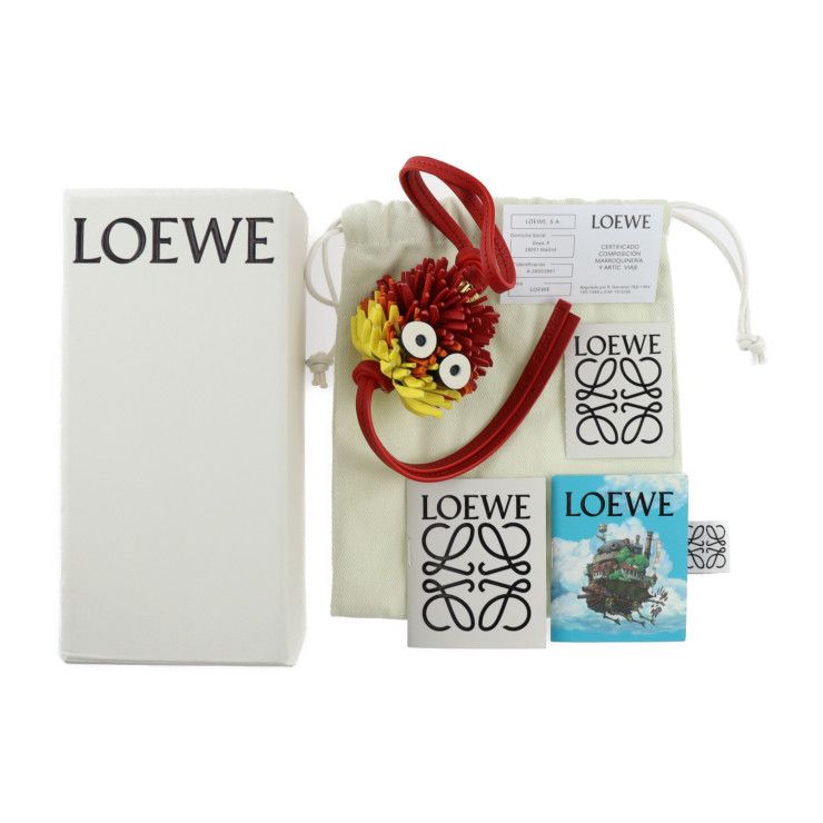 LOEWE ロエベ ハウルの動く城 カルシファー チャーム その他小物 C621232XDC レザー レッド オレンジ イエロー ゴールド金具 ジブリ  コラボ バッグチャーム 【本物保証】