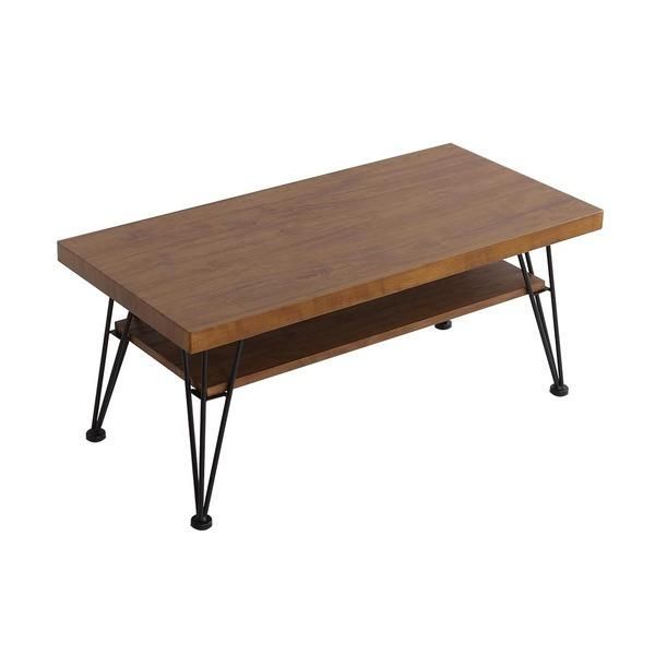 ローテーブル 約幅80cm ウォールナット 棚付き スチール loin - ロワン