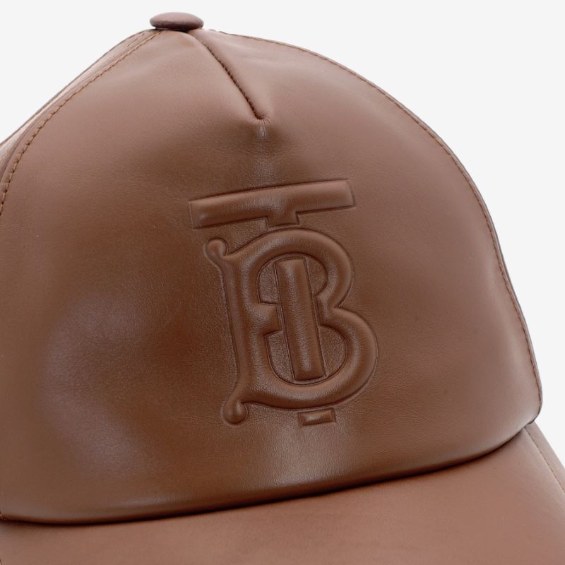 未使用 バーバリー BURBERRY TBロゴ レザー キャップ 茶色 未使用 バーバリー BURBERRY TBロゴ レザー キャップ 帽子