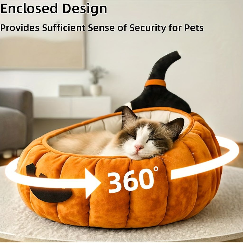 猫ベット ポリエステル ペットハウス 完全密閉型ドッグベッド ハロウィン かぼちゃ おばけ 秋冬 あったか モダン キュート 可愛い ホラー 癒し
