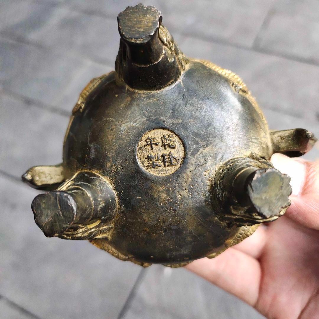 双龍戯珠香炉 銅器 稀少品 珍品 茶道具 重厚 極細工 工芸品 美術品 置物 双龍戯珠香炉 銅器 稀少品 珍品 茶道具 重厚 極細工 工芸品 美術