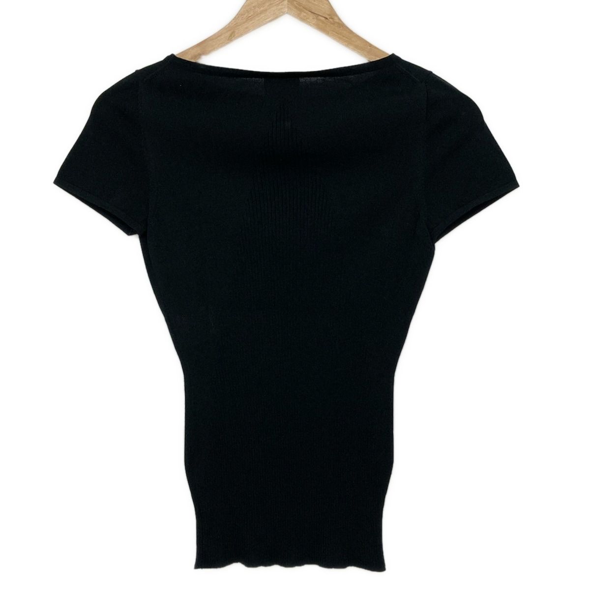 CHANEL 黒 半袖ニット 34 CHANEL(シャネル) 半袖セーター サイズ34 S レディース美品