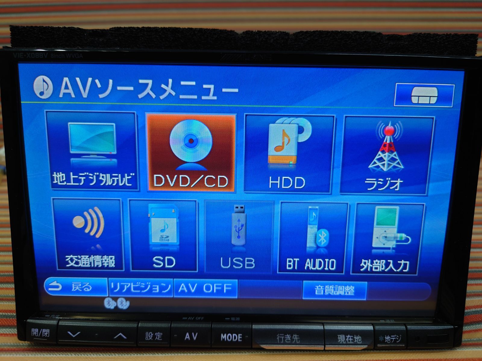 ALPINE VIE-X088V フルセグ Blutooth DVD CD 8インチ